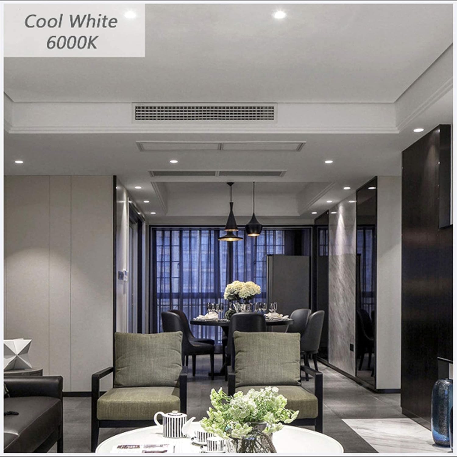 Spotlight，High Brightress Recessed Ceiling Lights Retrofit, 7W Led Spot Lamp Light, 560Lm Flush Mount Led Downlights for Living, Round White, Not Dimmable Easy Installation-Pack of 10/Cool