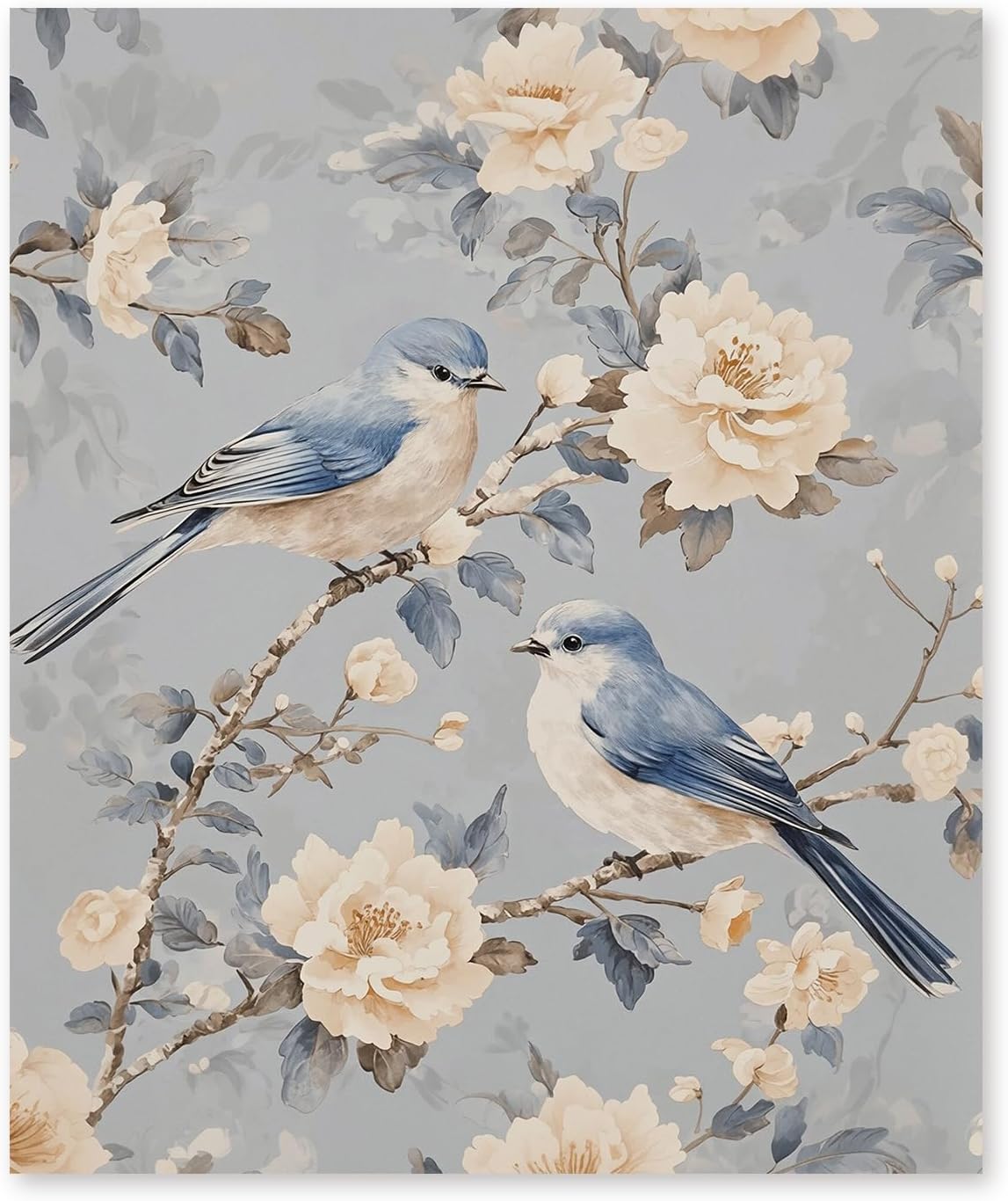 RLTXBUK Vintage Chinoiserie Floral Bird Diamond Art Kits, Cottagecore Botanical Peony Flower Bird Gem Diamond Painting Art Kits for Kids Adults Beginners, 9.8x11.8 Inch