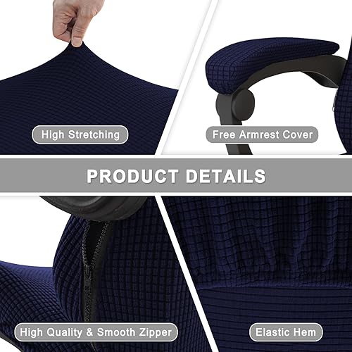 Miniatura 5 de Fundas para silla de juegos, impermeables, a prueba de arañazos, elásticas, con reposabrazos, protección contra arañazos para silla giratoria de