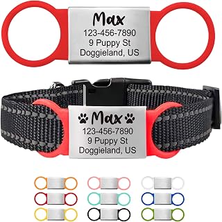 Pawnimals Silent Slide-On Custom Pet ID Tag - Personalized Engraved No Jingle for Dogs Cats Horses, Waterproof Silicone Stainless Steel