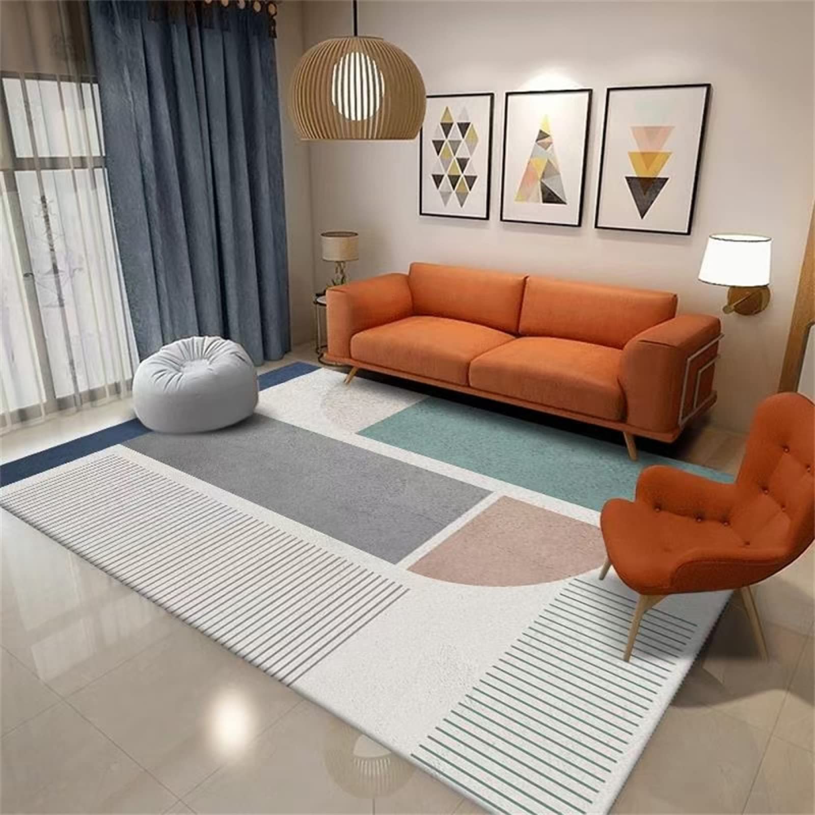Tapis moelleux gris antidérapant idéal comme accessoires de chambre modernes ado