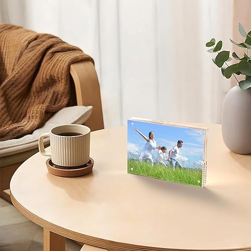 Miniatura 6 de Marco de fotos acrílico, paquete de 2 marcos acrílicos de 5 x 7, 20% más grueso, 0.945 in de grosor, marco de fotos transparente sin marco, marco de