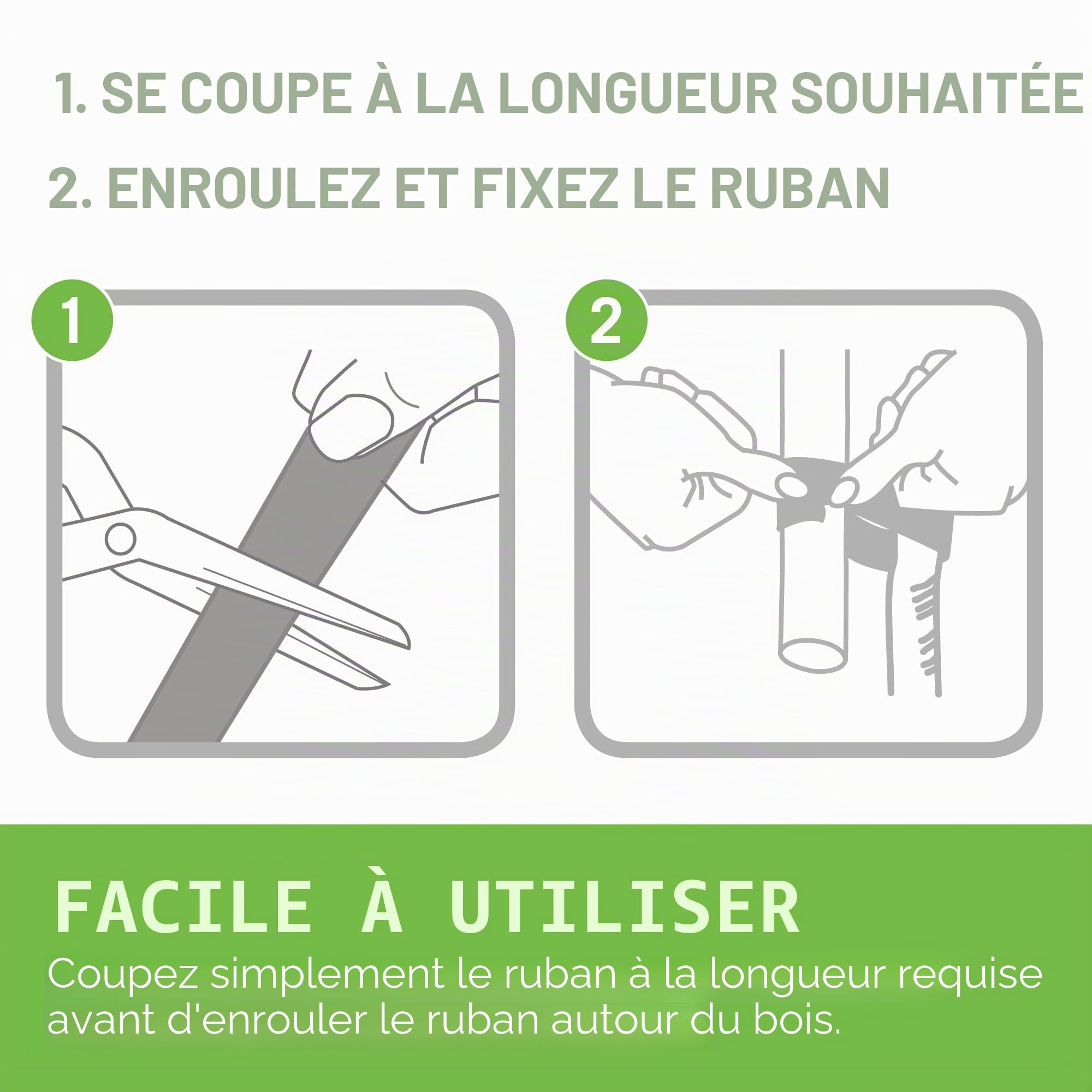 Velcro Marque One-Wrap Ruban Auto-Agrippant Pour Plantes, 12 Mm X 5 M, Vert - Solution Sécurisée Réutilisable Et Respectueuse Des Plantes Pour Sangles D’Attaches Pour Les Arbres Et Plantes
