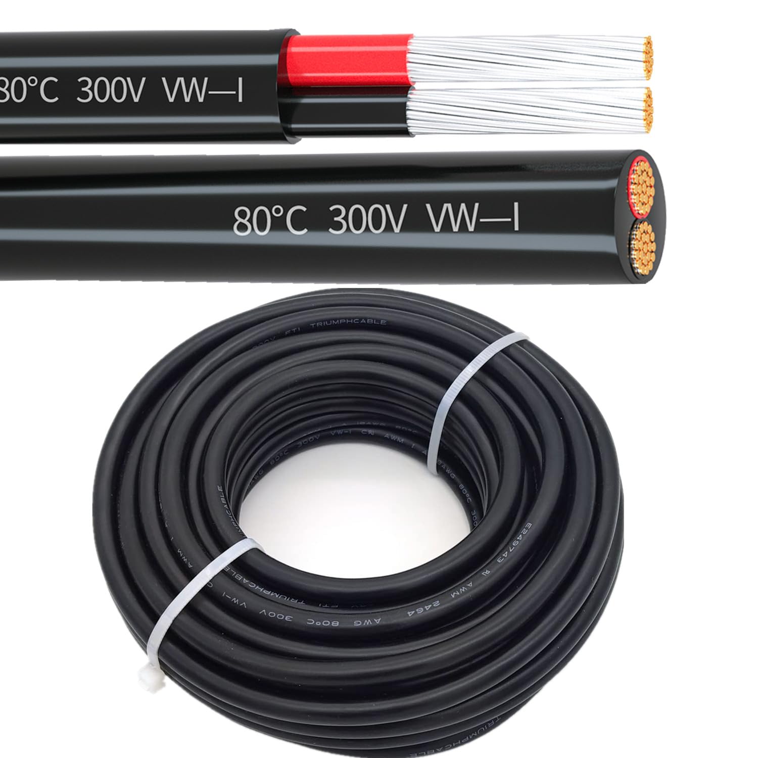 16 Gauge 2 Conductor Tinned Copper Electrical Wire Stranded PVC Audio Power Cable Speaker Wire (Red & Black) 16AWG-2C-25FT