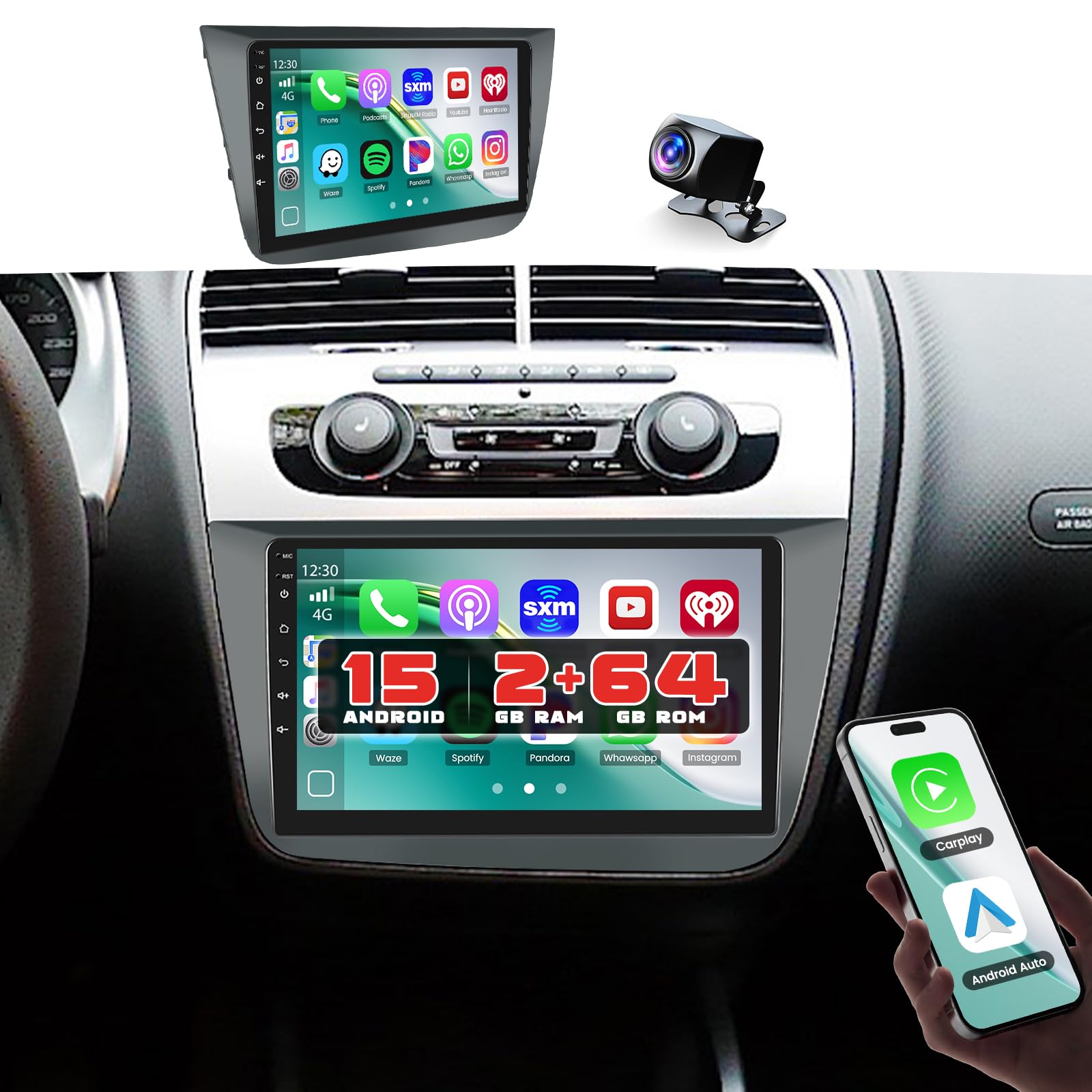 Autoradio GPS Seat Altea 2004-2015 Android 15 Bluetooth écran 9 pouces tactile