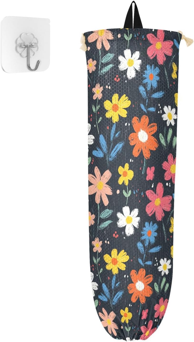 Plastic Bag Holders For Grocery Bags Reusable Shopping Bag Organizer Plastic Wall Mount Organizer Grocery Store Bag Holder for Under Sink Colorful Floral Pattern Unique