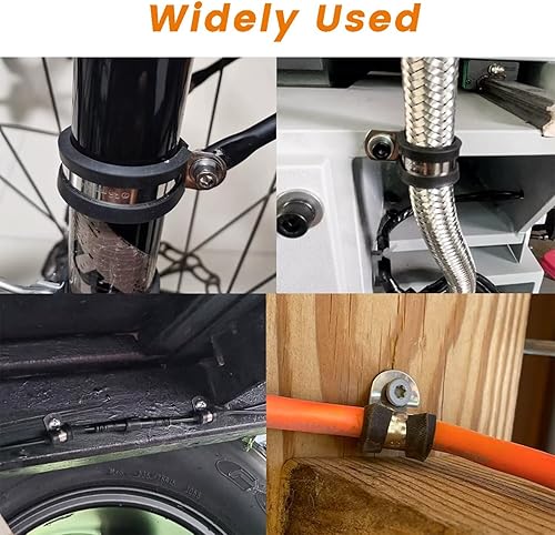 Miniatura 8 de 10 abrazaderas de cable de acero inoxidable 304 de 2 pulgadas con cojín recubierto de goma, abrazaderas de alambre aisladas para instalación de