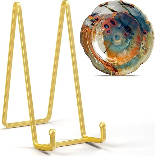 Soportes de platos grandes de 10 pulgadas para exhibición, soporte de placa de metal + soporte de imagen para libros, platos, placas, marcos de