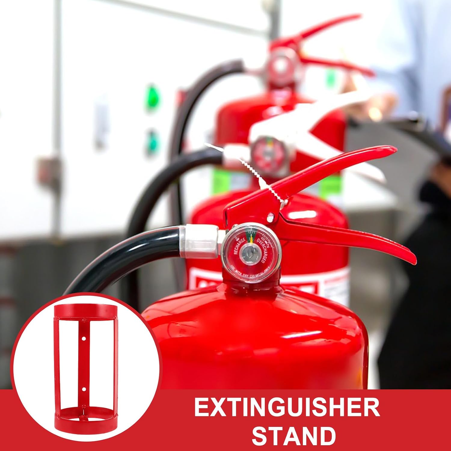 SHOWERORO Metal Fire Extinguisher Holder Bracket for 2Kg Cylinder, Thickened Fire Extinguisher Floor Base Mount for Truck, Bus, and Marine Use