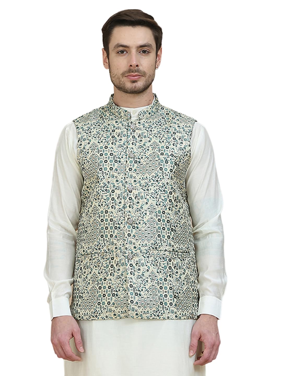 jompers Woven Design Nehru Jacket for Men-picture-38
