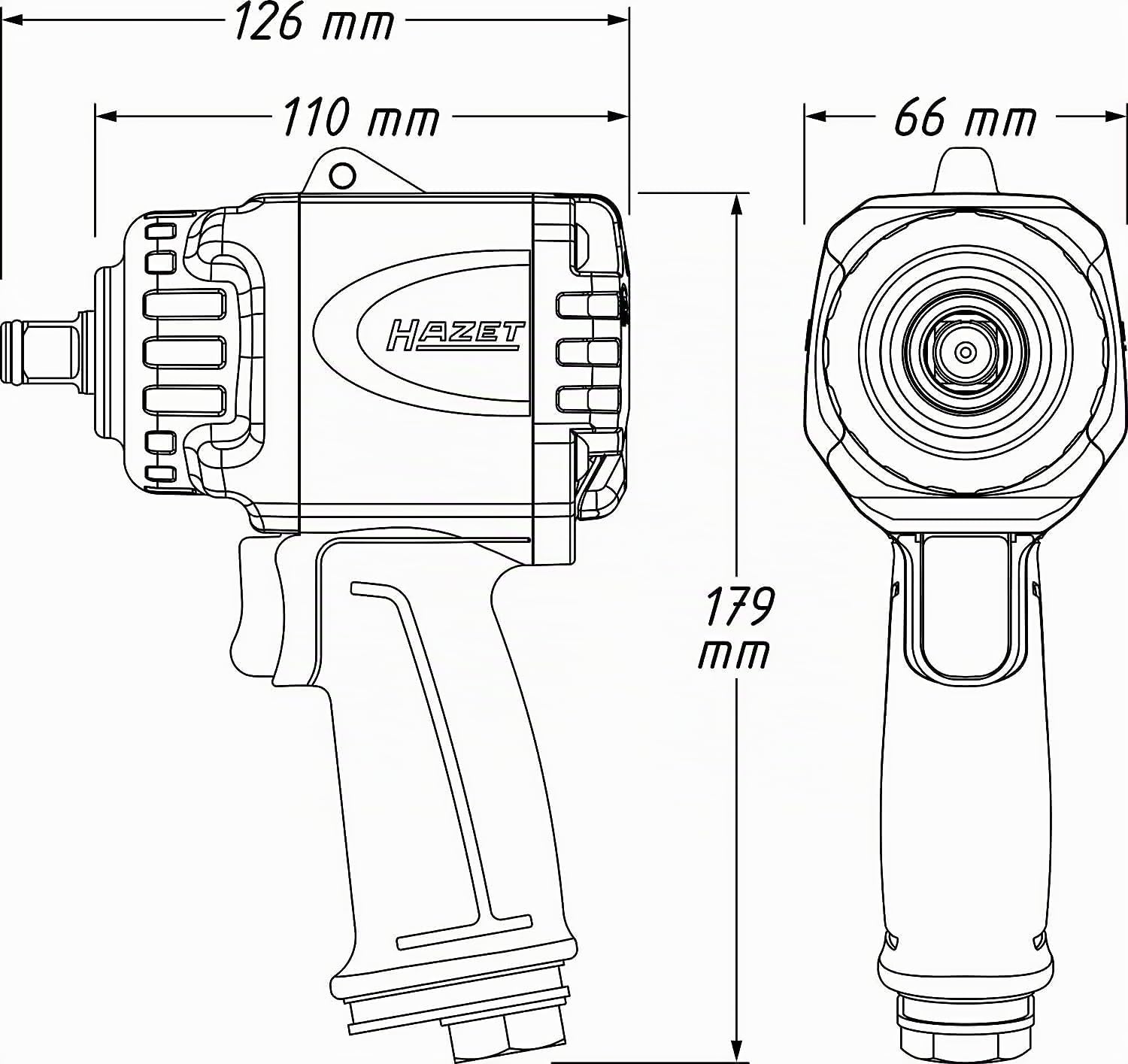 Hazet Mini Schlagschrauber 9012MTT I Max. Lösemoment 1600 Nm, Virkantabtrieb 12,5 mm (1/2 Zoll) I extra kurz und leicht - Dank neuer Twin Turbo Technologie extrem hohes max. Lösemoment