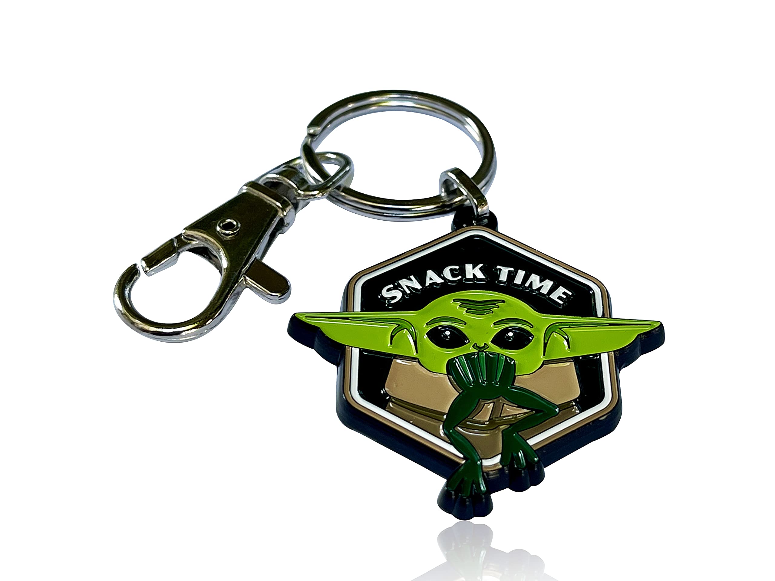 Baby Yoda GROGU SNACK TIME, Official Star Wars Mandalorian The Child, Licensed Disney+ Grogu Eats Frog KEYCHAIN