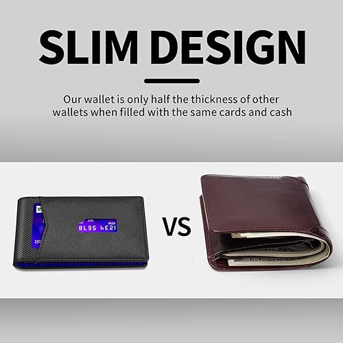 Miniatura 6 de SHOUCANGAR Billeteras para hombre delgadas con 11 ranuras para tarjetas, billetera RFID minimalista con bolsillo frontal, cartera de tarjetas de