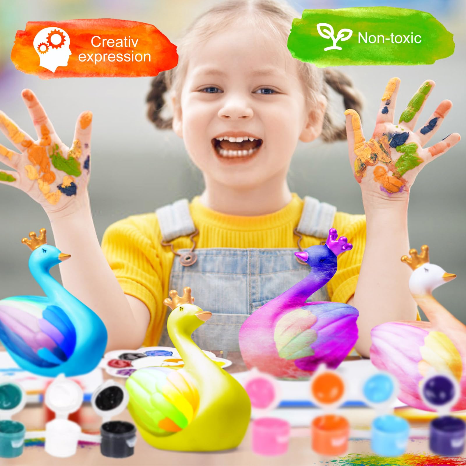 ONLYFUN Kit Creativo Fai da Te - Cigno 3D per Bambine da 6 a 12 Anni - Lampada da Colorare e da Usare come Luce Notturna - Il Regalo di Compleanno Perfetto per Ragazze.