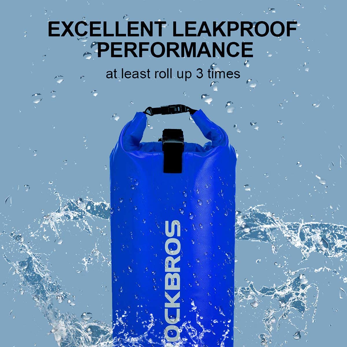 ROCKBROS Waterproof Dry Bag, 2L Combo Dry Sack, Lightweight Dry Bag Rucksack Waterproof Bags Perfect for Kayaking/Boating/Canoeing/Fishing/Rafting/Swimming/Camping (2L, Blue) - Image 3