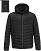 Outdoor Ventures Mens Puffer Jacket Lightweight Water Resistant Hooded Jacket Insulated Puffy Coat Winter Packable Men's Jacket with Pockets for Hiking Camping Travelling