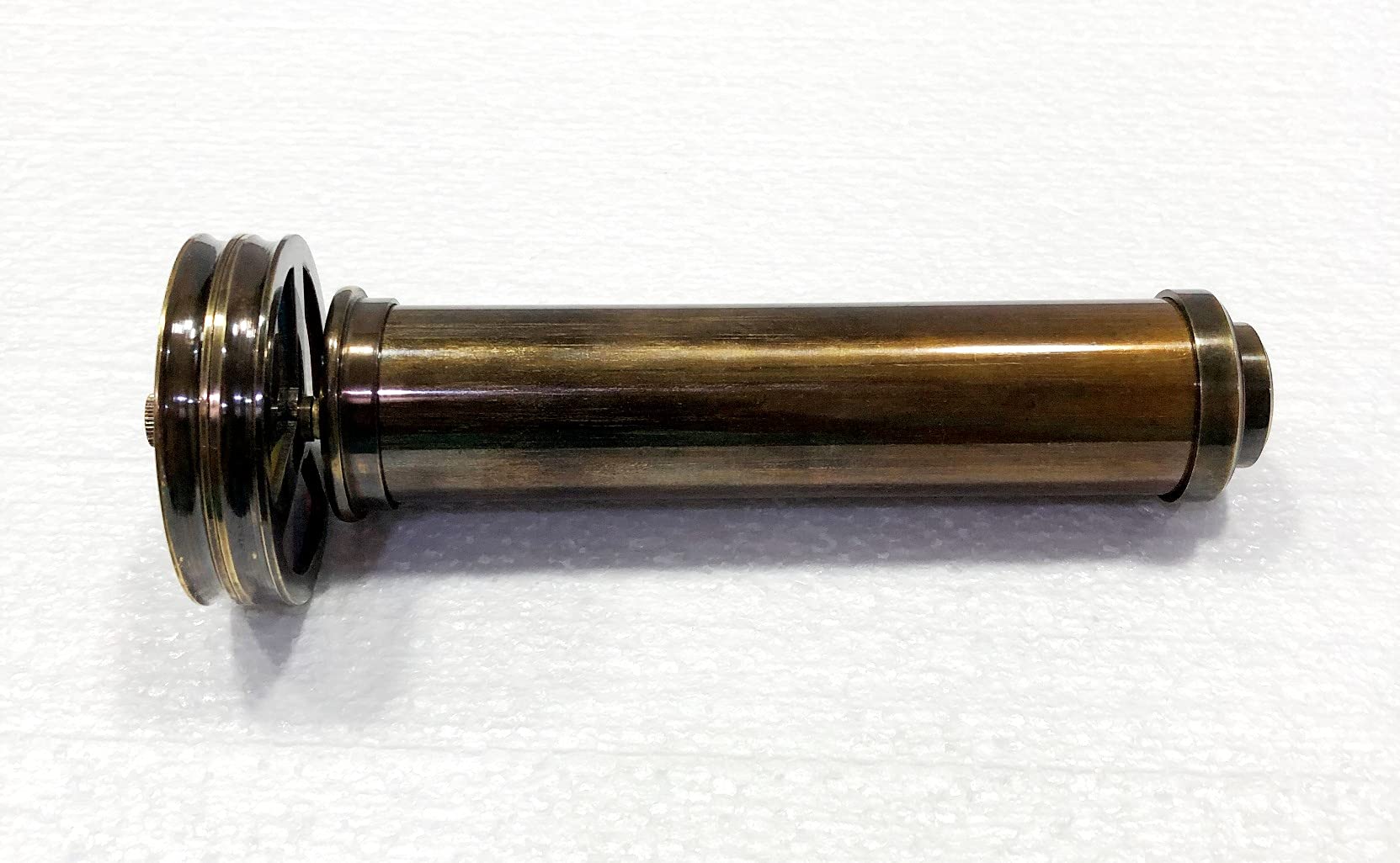 Kaléidoscope vintage à double roue en laiton - Marron antique