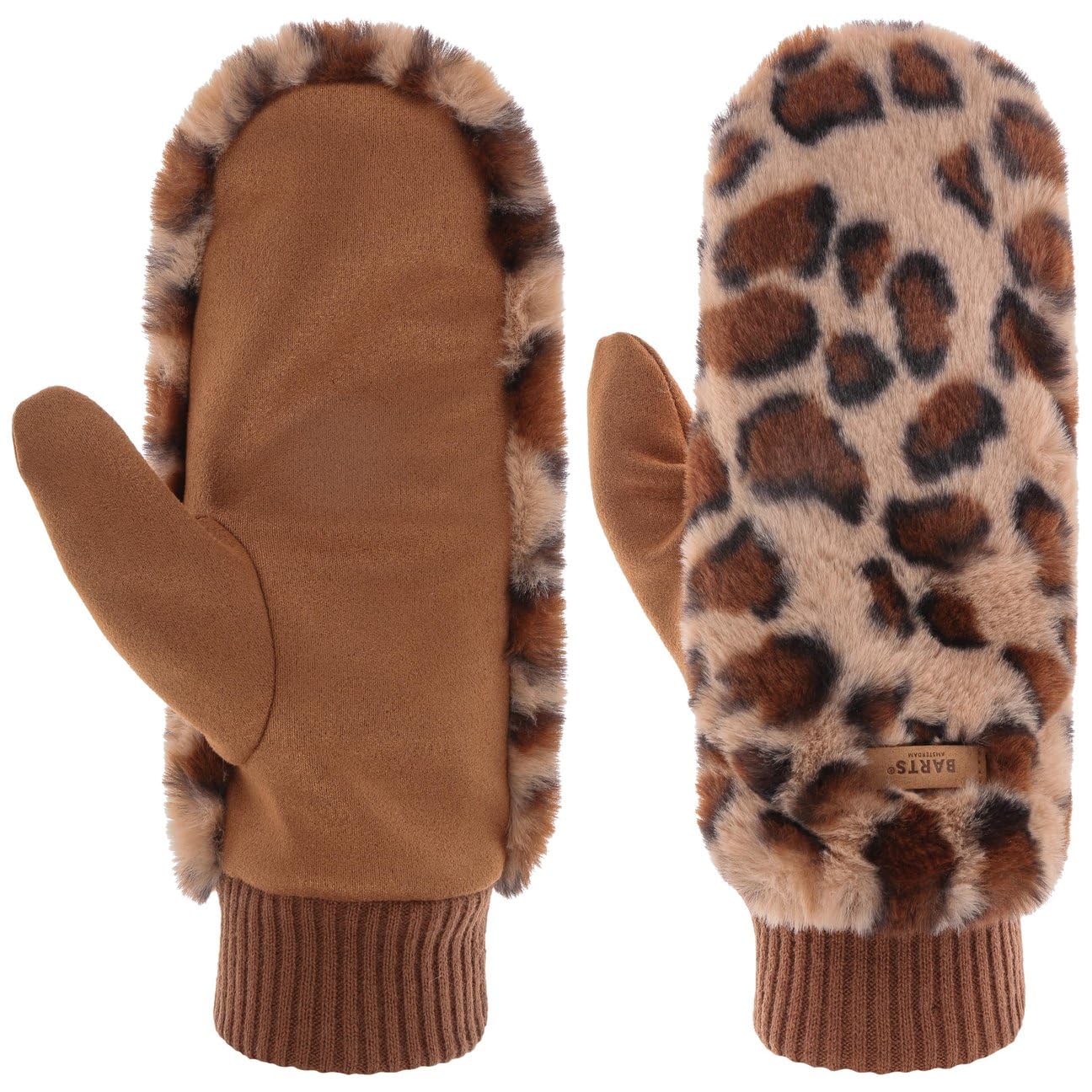 Barts Women's Beige-Brown Faux Fur Leo Mittens By