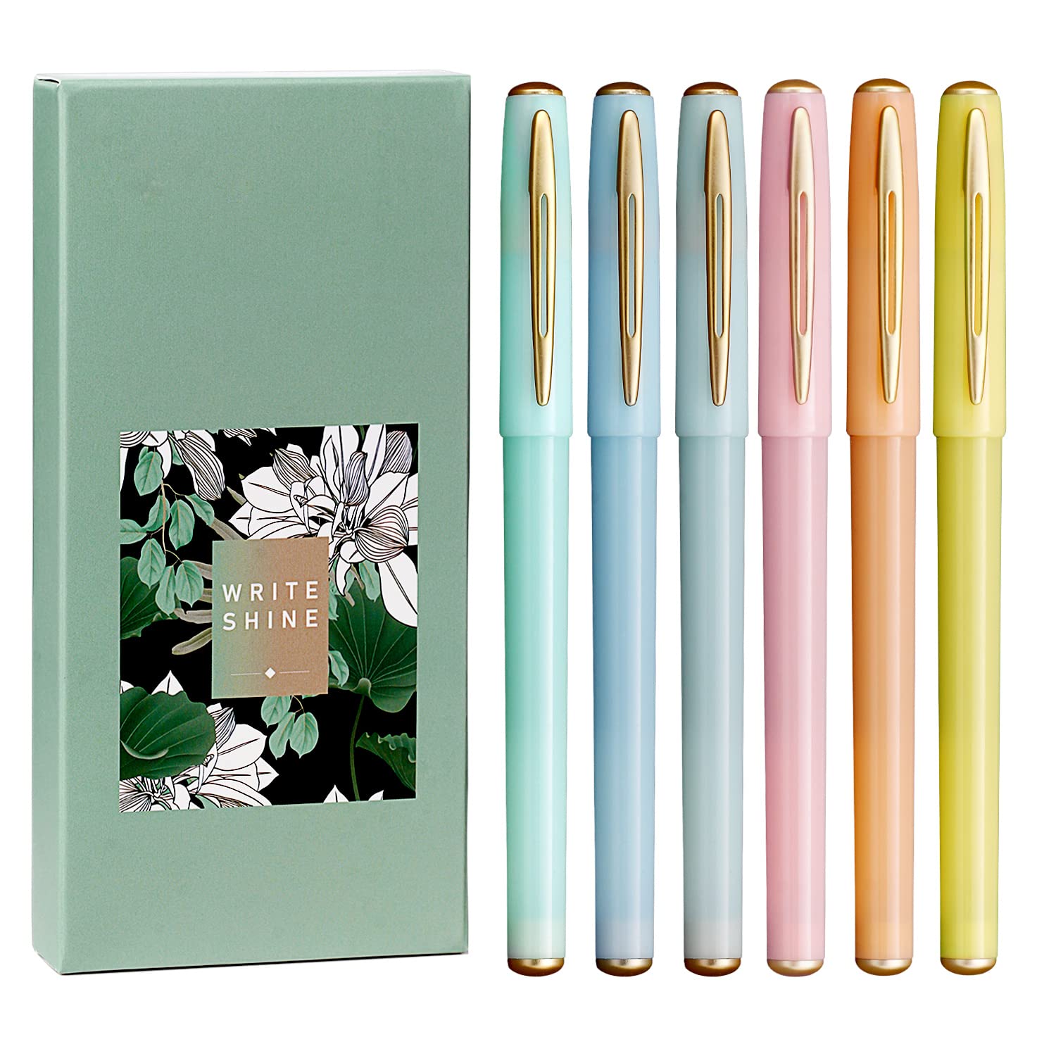 XIZE SHXIZE SH Ultra Fine Tip Gel Pens 0.38 Cute Pens for Women with Lovely Candy Color Barrel, 6 Count Black Ink Pens