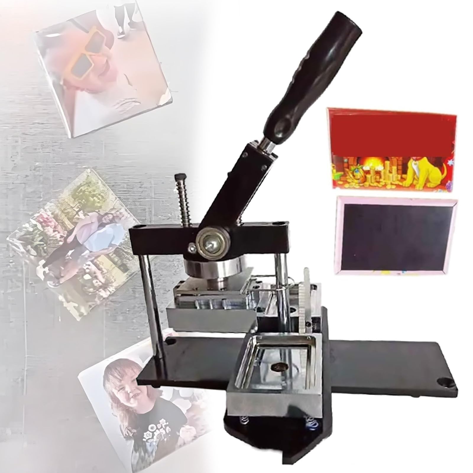 JYBNBBE DIY Button Maker Machine with Consumables, Create Custom Fridge Magnets and Photo Badges for Gifts, Team Events, and Personal Use (80×53mm)