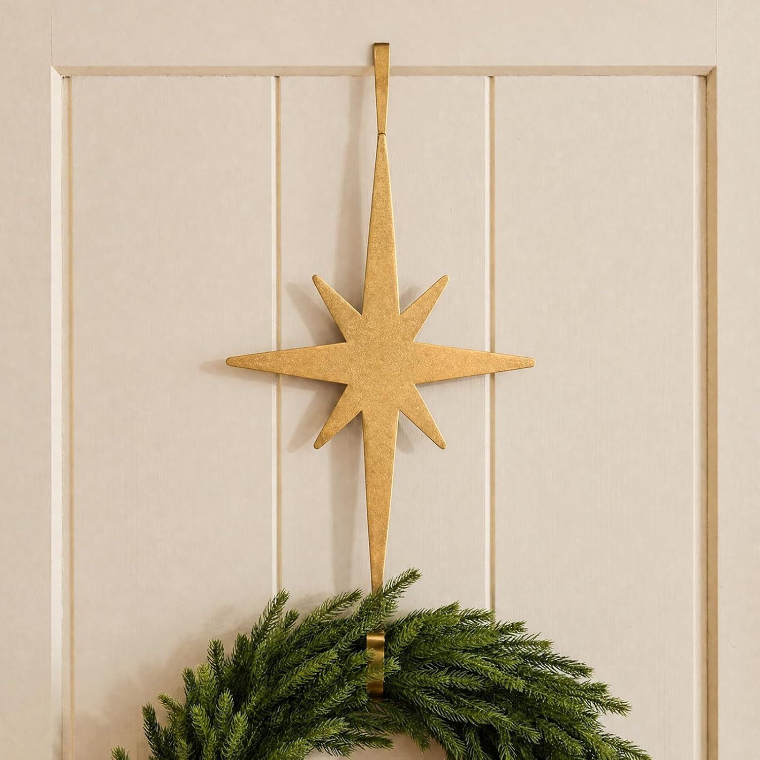 Frienda 2 Pcs 16" Metal Christmas Starburst Wreath Hanger for Front Door