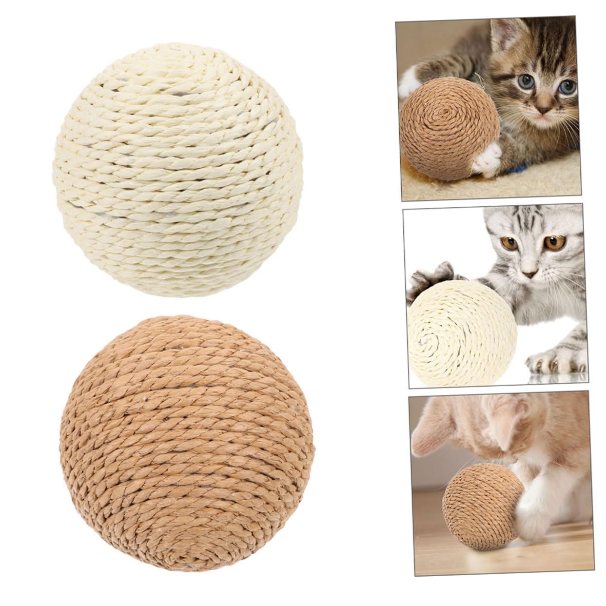 Kisangel 6 Piezas Bola de sisal para Gatos Juguete para Gatos Juguete de Pelota para rascar Juguetes para Juguetes para Masticar Gatitos Juguete para Mascotas rascadores para