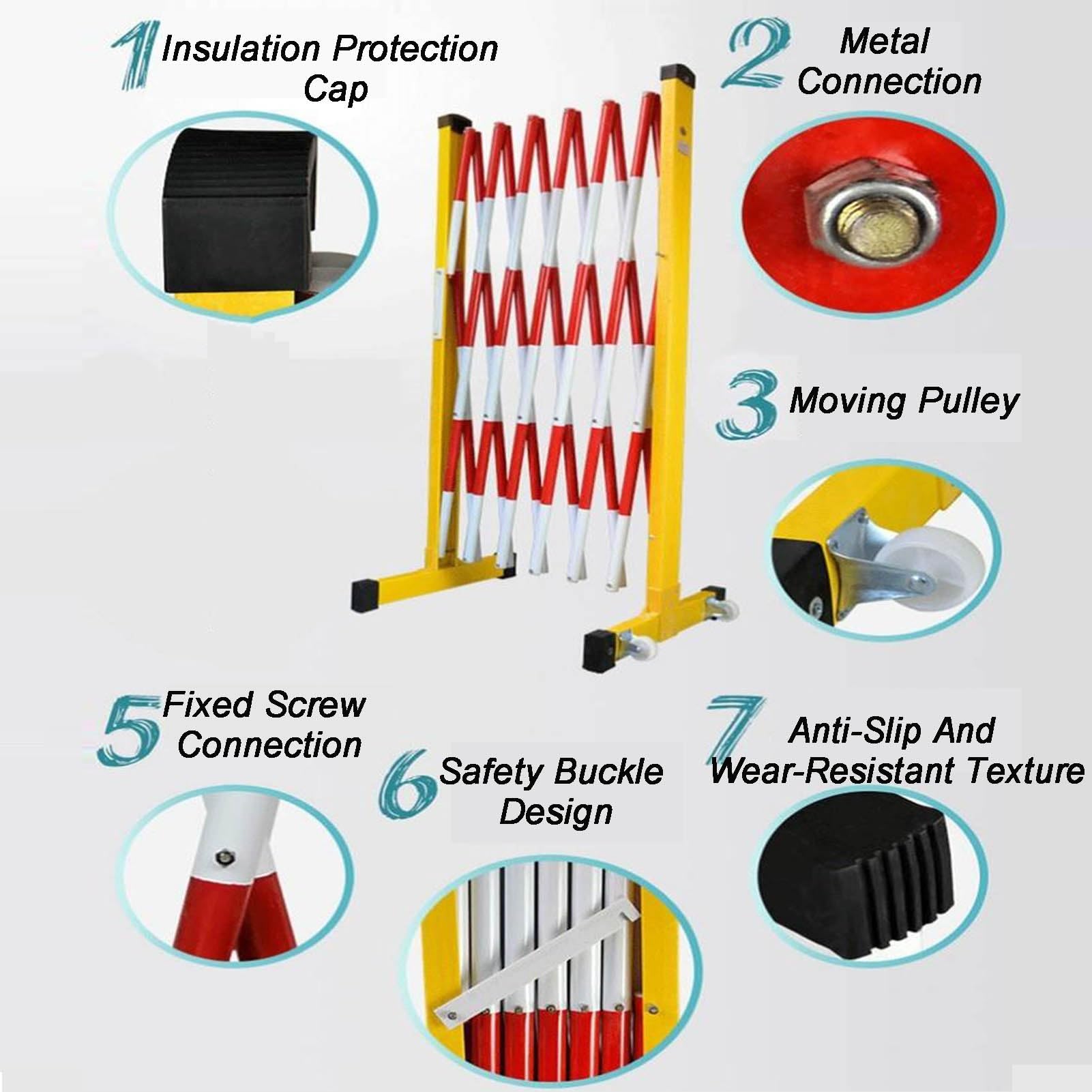 Barrera de Seguridad, barandilla de tráfico retráctil - Barrera de Seguridad móvil, Valla eléctrica Plegable para Control de multitudes y gestión del tráfico (Blanco y Rojo, 400 cm).