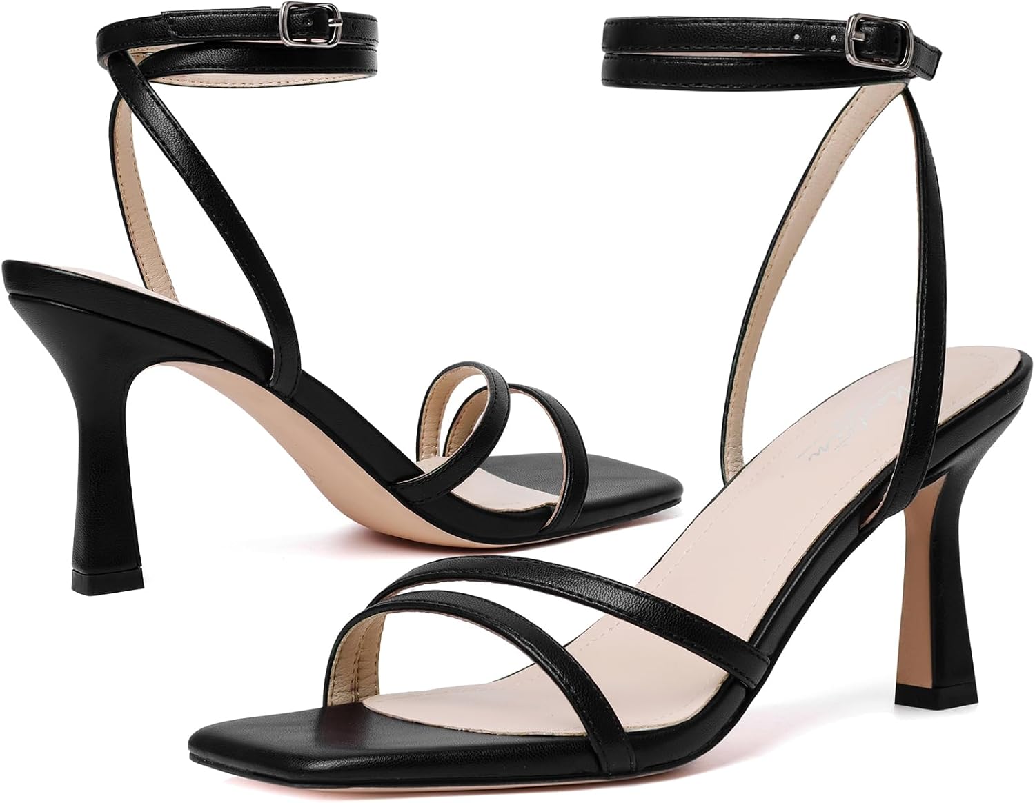 Mostrin Womens Sandals Strappy Heels for Women Ankle Strap Lace Up Square Open Toe Heels Tie Up Stiletto High Heeled Sandals for Prom, Party, Daily Wear - Image 7