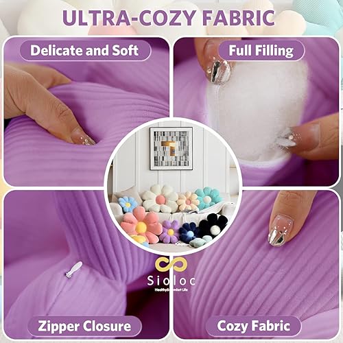 Vista 41 de Sioloc - Almohada en forma de flor, cojín de suelo, cojín de asiento, bonita decoración de habitación y almohada de felpa para dormitorio, sofá