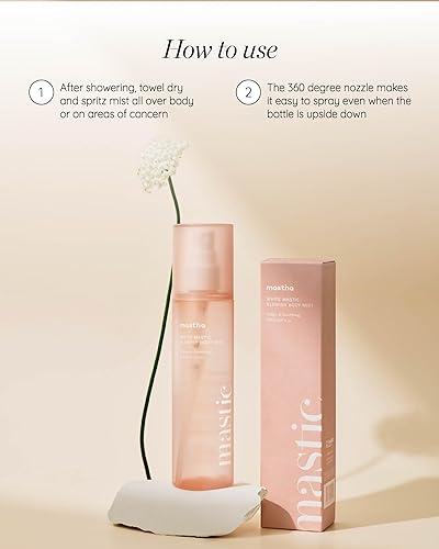 Miniatura 6 de MASTINA White Mastic - Spray corporal refrescante (5.1 onzas líquidas), spray corporal hidratante e iluminador con masilla fermentada, tratamiento