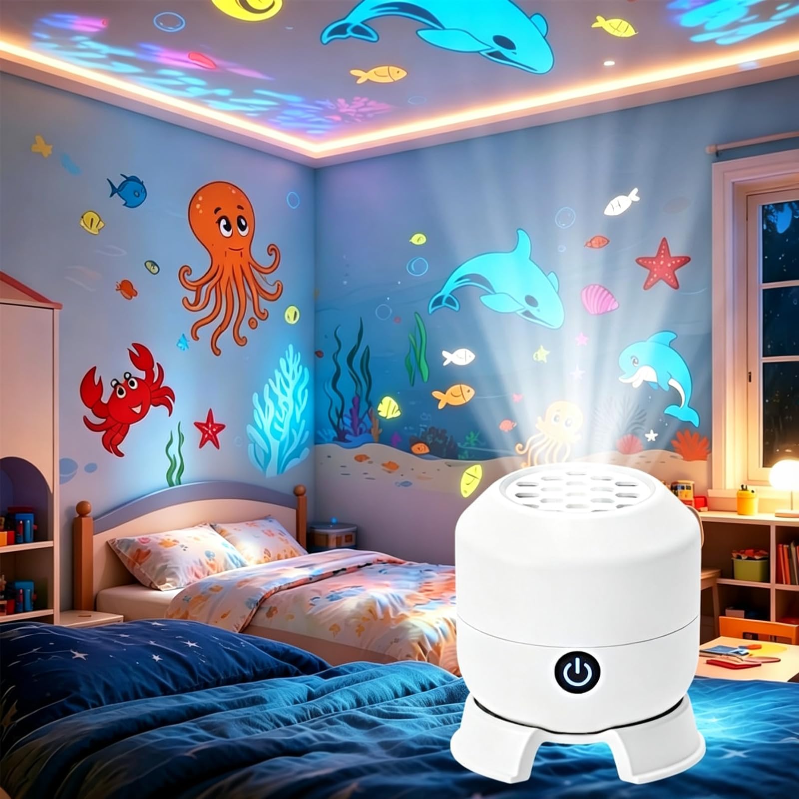 xinrongda Dynamic Rotating LED Projector Light,Kids Night Light Projector, USB Ocean Projector with 360 Rotating, Adjustable Brightness, LED Atmosphere Lamp for Bedroom, Party, Home [Energy Class A]