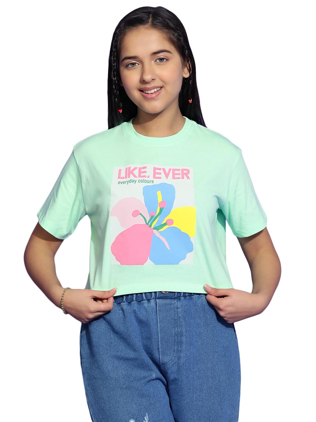 Li'l Tomatoes Girls Crop T-Shirt | 100% Cotton | Graphic Printed Summer Top | Soft & Breathable Casual Wear | 7–16 Years - Review, Price and Buying Guide