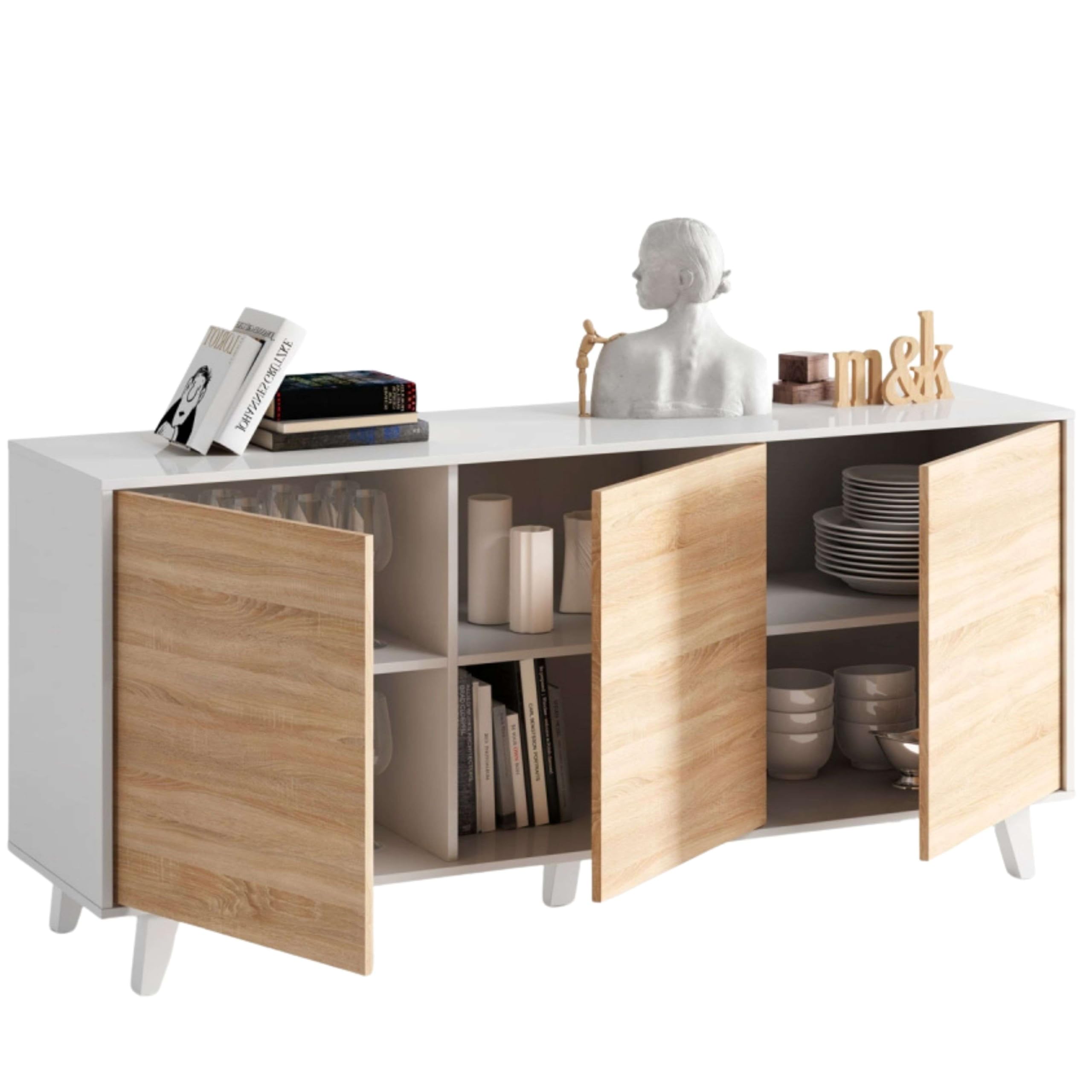 Miroytengo Conjunto Salón Comedor Estilo Moderno Mueble Modular Televisión Mesa Centro Elevable Aparador