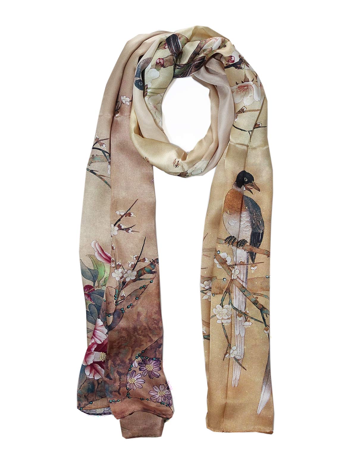 Sciarpa da donna in 100% seta, leggera, in raso, 150 x 50 cm Color017 90