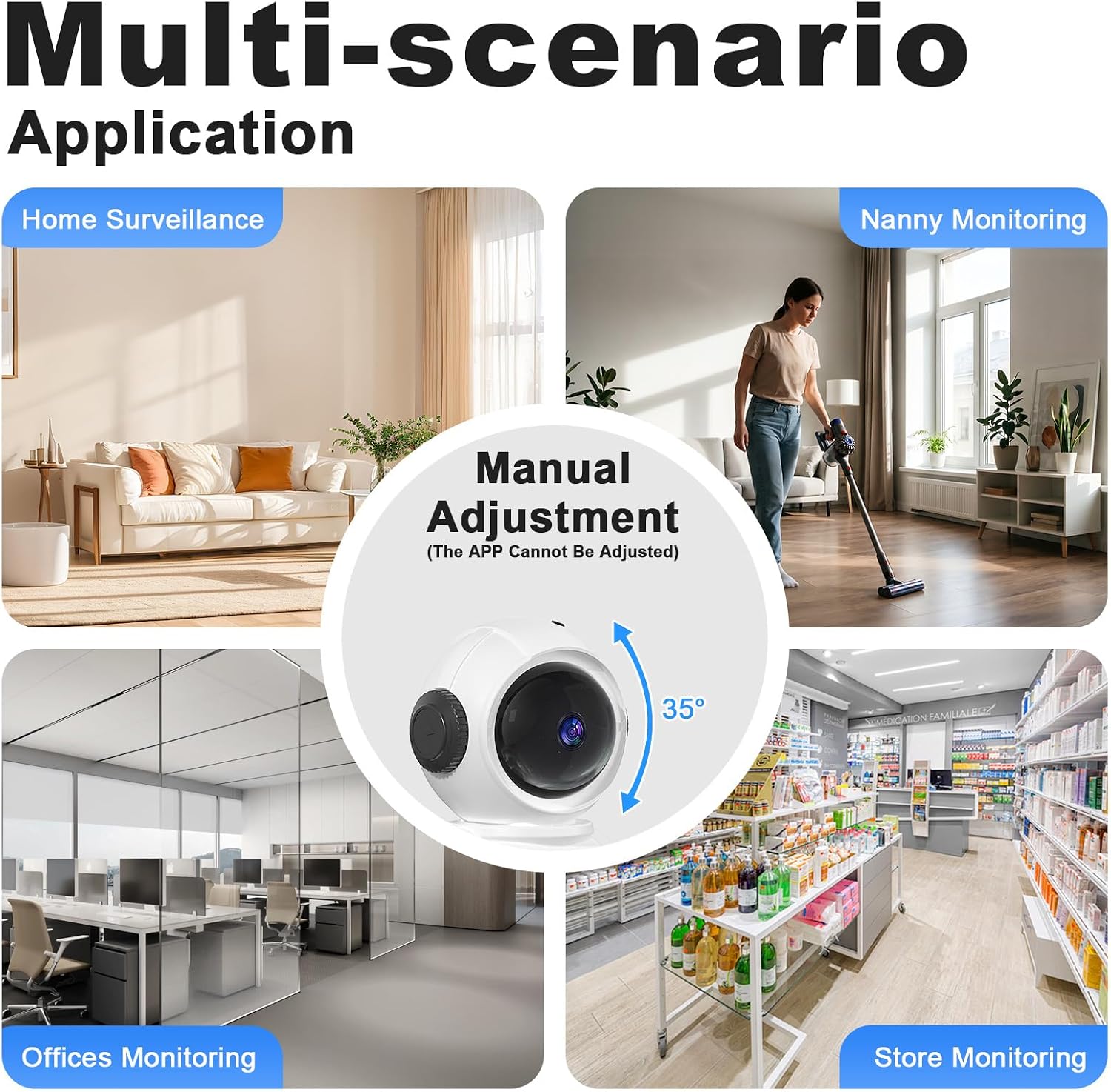 2K Clock Indoor Camera, 2.4G/5G WiFi Cameras for Home Security with Temperature & Humidity Display, 2-Way Audio, AI Motion Detection, Color Night Vision, Baby Monitor & Pet Camera image 5