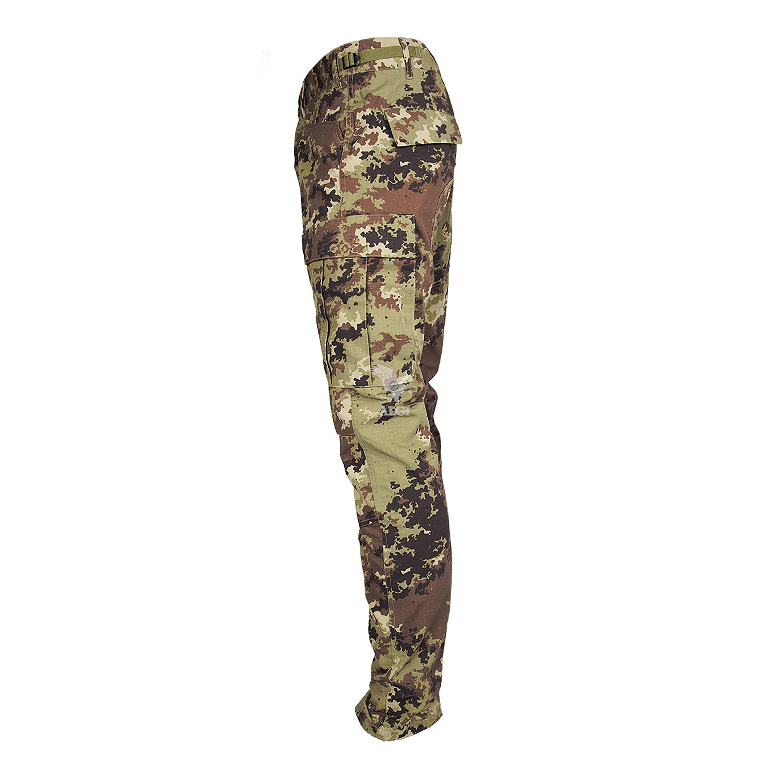 ALGI Pantaloni Militare da Combattimento Ripstop di Polyfilo Vegetato Mimetico