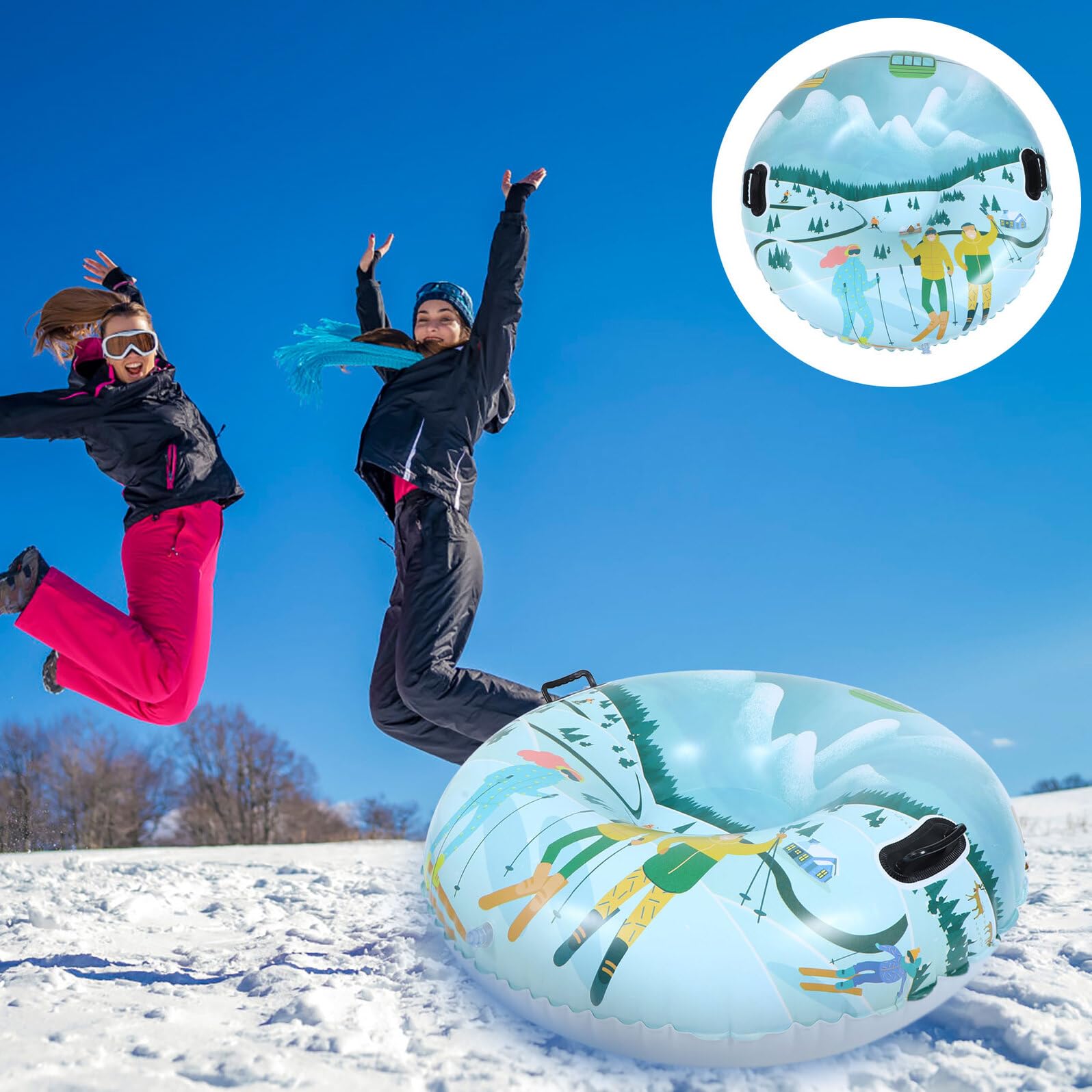 1pezzi Slitta da Neve Gonfiabile in Pvc Tubo da Sci per Ragazzo Ragazza Ragazza e Adulti Accessori per Sci all Aperto Facile da Puliare e Trasportare