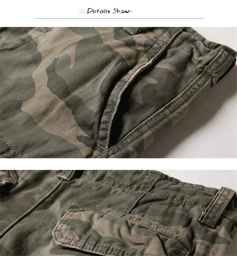BaronHong Shorts Cargo de Camuflaje para Hombre Shorts de Carga de Camuflaje al Aire Libre con múltiples Bolsillos y algodón