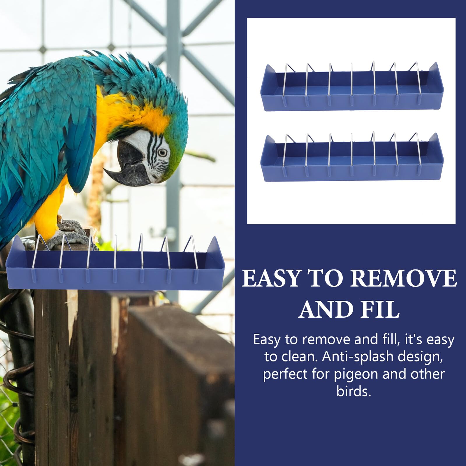 SHINEOFI Mangeoire à Pigeons 2 Pièces Plastique 40 Cm Bac Distributeur pour Alimentation Oiseaux en Cage et Petits Animaux