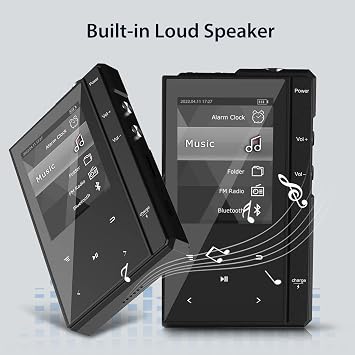 96GB MP3 Player with 90 Hours Long Battery Life,Bluetooth 5.0,Phinistec Z6 Digital Audio Player with Sturdy and Durable Metal Frame, 2.4'' IPS Glass Screen,FM Radio,Support up to 256GB (Black, 96, GB)