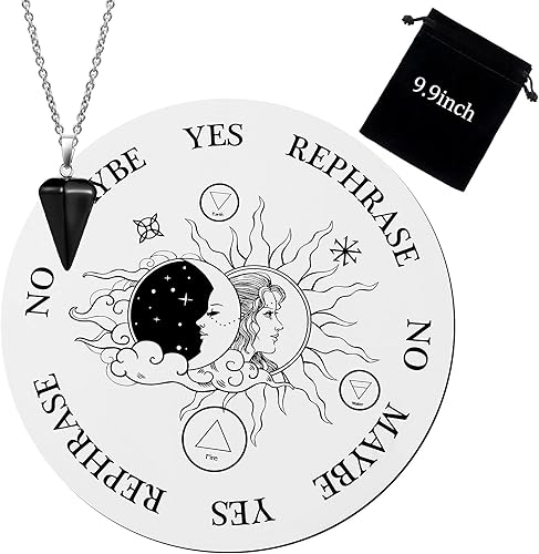 Tablero de péndulo de madera, tablero de adivinación para radiestesia, tablero de mensajes metafísicos, tablero de brujería tallada de madera con