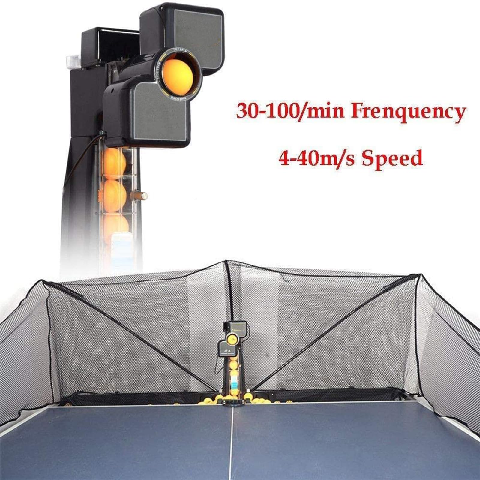 Robot da Tennis Tavolo, Lancia Palline da Ping Pong Automatico | Telecomando, Rete di Raccolta delle Palline, Velocità e Frequenza Regolabili, Capacità di 300 Palline