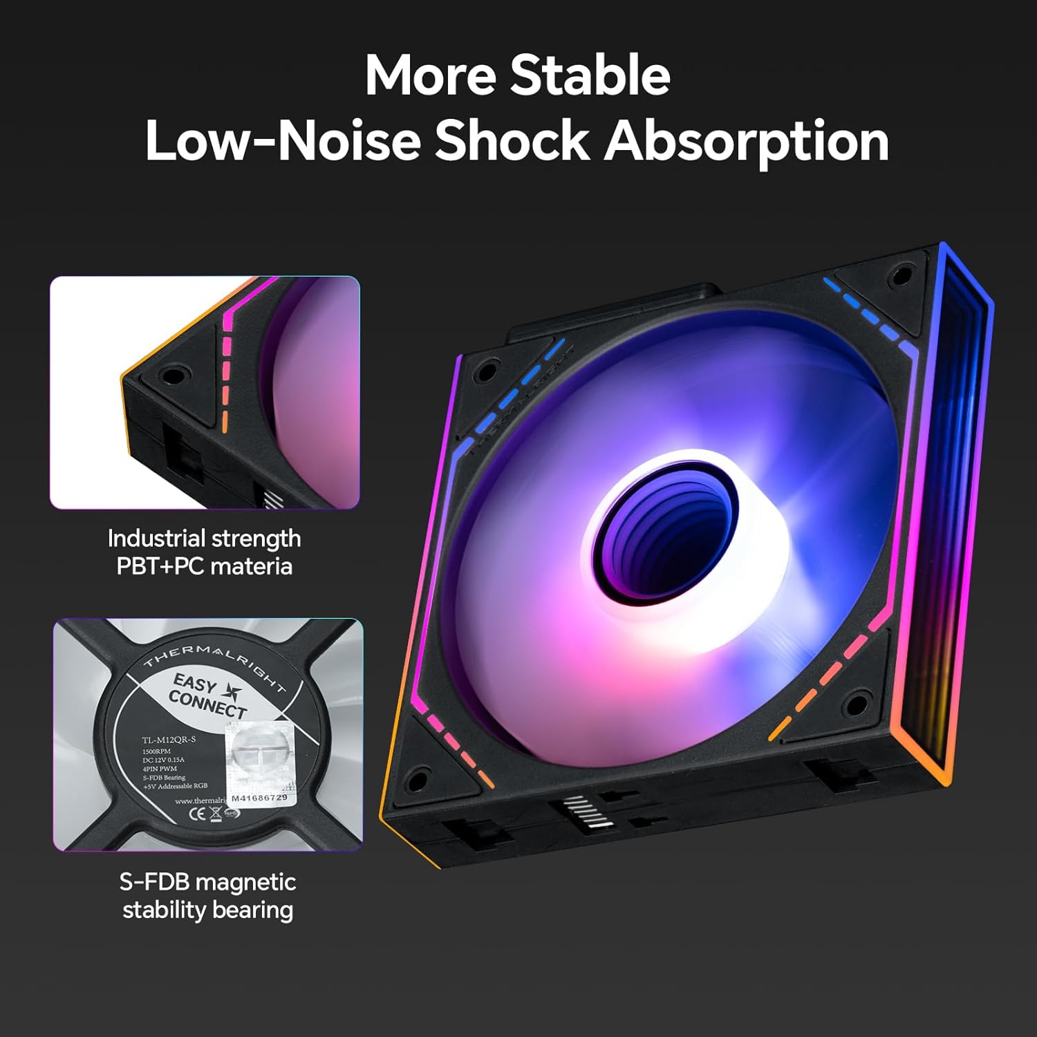 Thermalright TL-M12QR-S X3 120mm Reverse PC Case Fans, PWM ARGB Fans, 1500RPM Quiet Cooling, Daisy-Chain, Infinity Mirror Lighting, 3-Pack