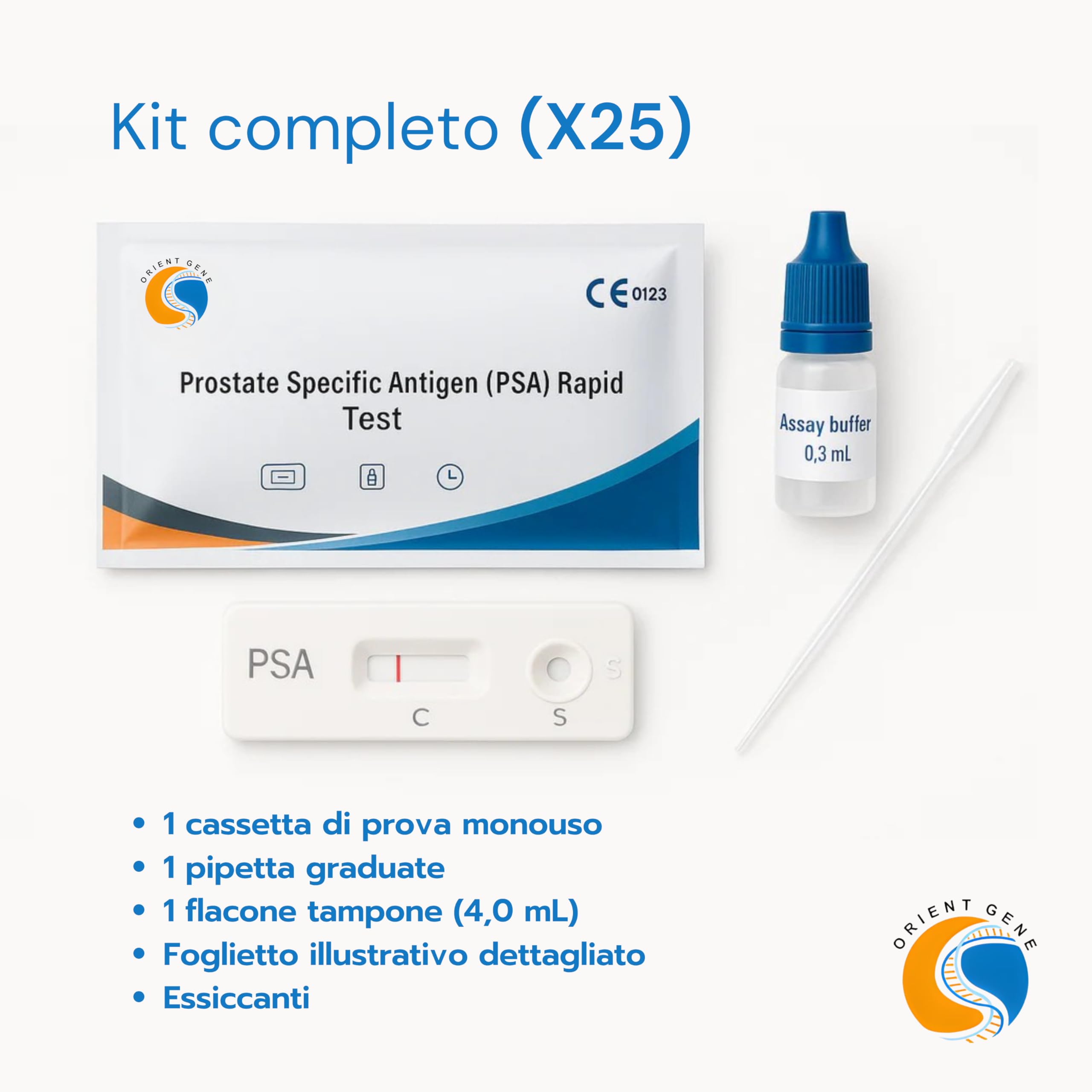 Autotest Rapido PSA (tPSA) – Cut-off 4 ng/mL – Sangue Capillare/Siero/Plasma – Risultato in 10 minuti – IVD per Autotest - 25 TEST