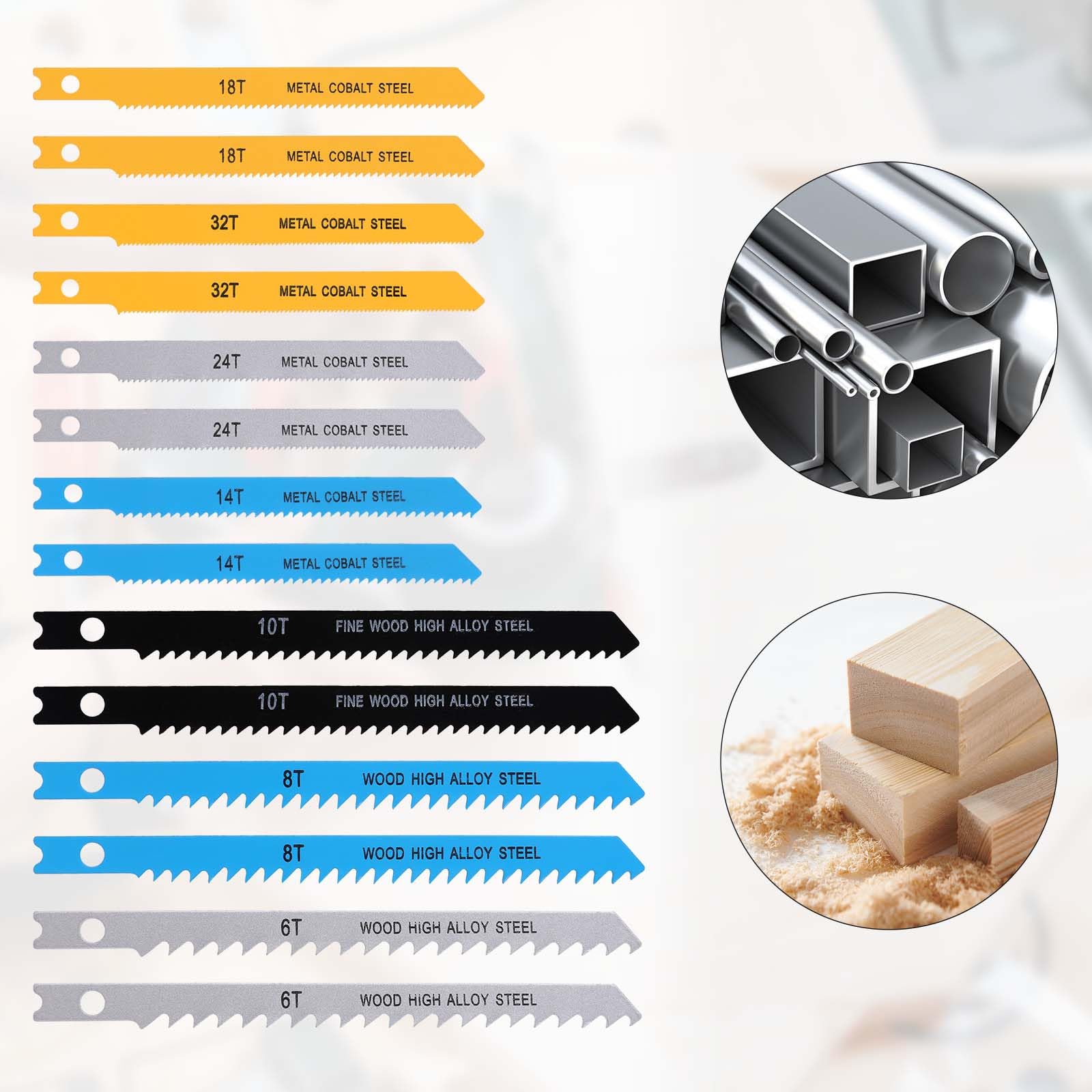 Jig Saw Blade Set - 14 Piece U Shank Blades -6