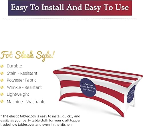 Miniatura 6 de Mantel personalizado con logotipo de negocios, funda elástica ajustable de elastano para mesas rectangulares, manteles personalizados para fiestas,