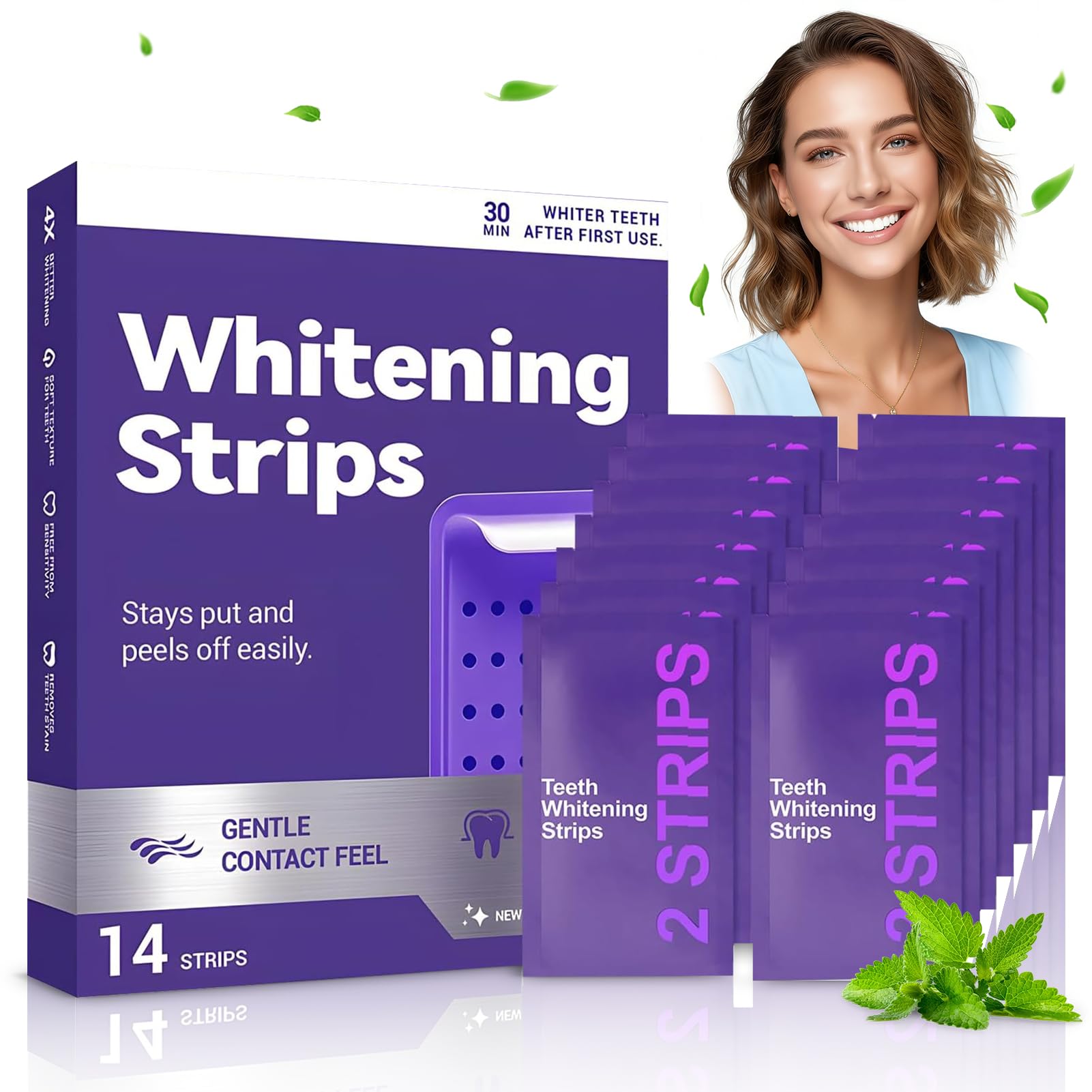 Strisce Sbiancanti Denti Viola – Sbiancamento Denti Rapido a Casa – Sbiancante Denti per Denti Sensibili – Rimuove Macchie Caffè Fumo Vino – 14 Strisce Teeth Whitening Strips - 2