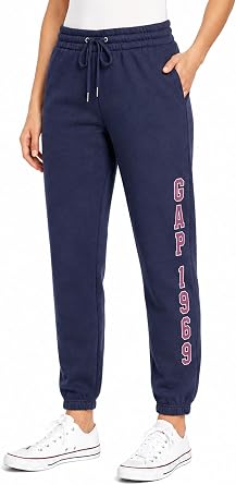 GAP 1969 Logo Womens Joggers, Soft Knit Fleece Joggers for Women with Pockets, Running Essentials, Camping Gear