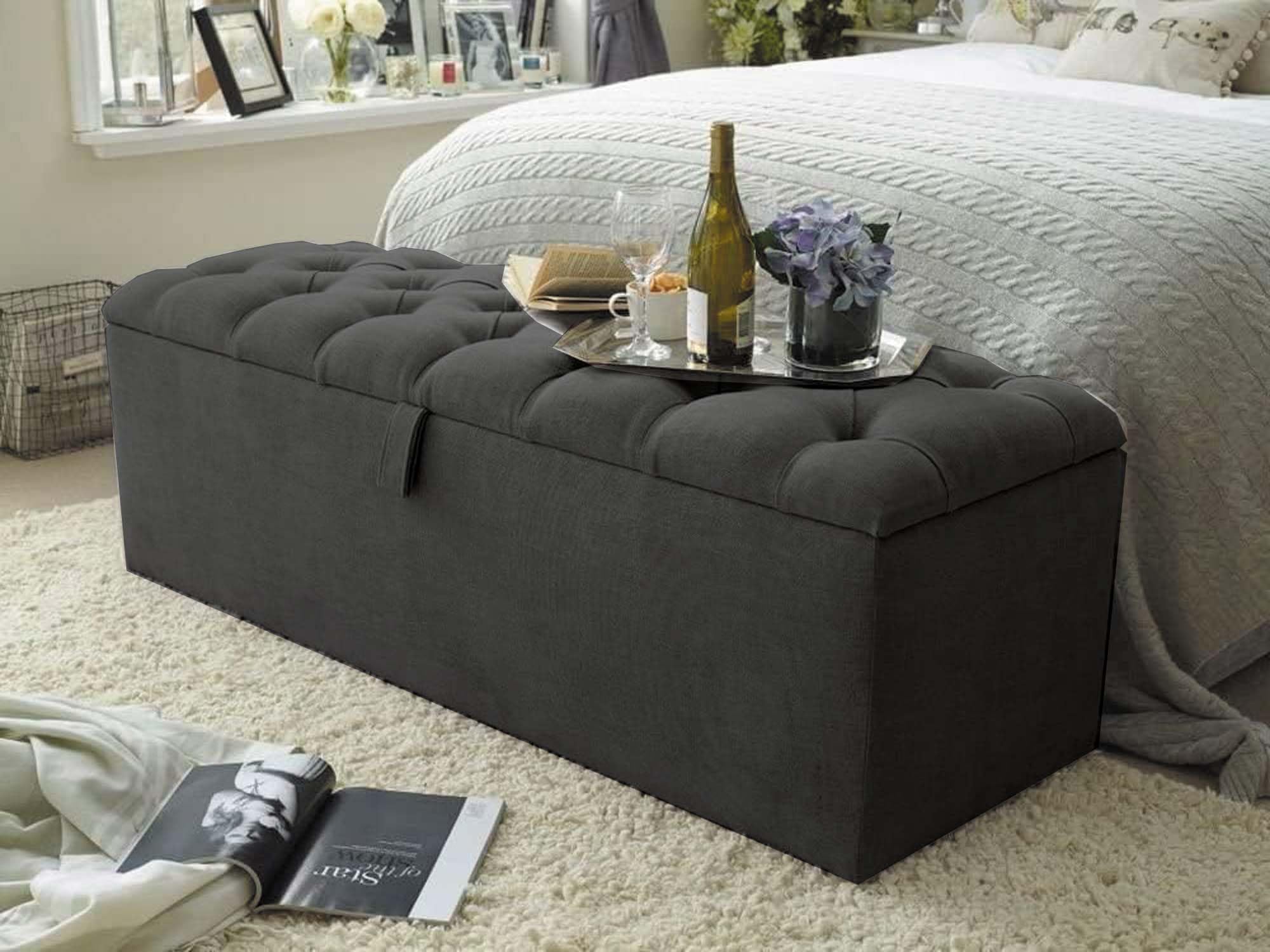 Ottoman storage Box - Rectangular Pouffe Stool Footstool with