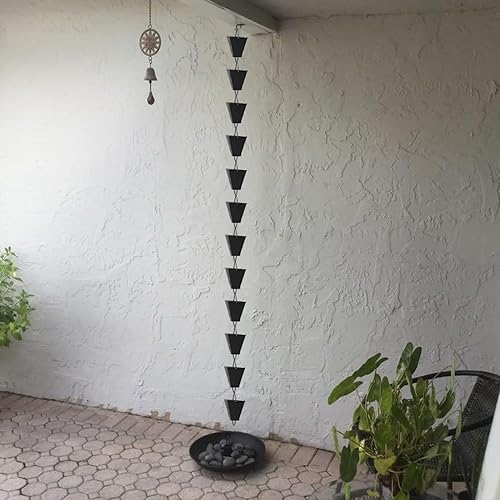 Blazea Cadena de lluvia cuadrada colgante de aleación de aluminio, reemplazo de canalón de techo de 5, 8, 8, 5, 9, 10, 13, 16 pies, cadenas modernas